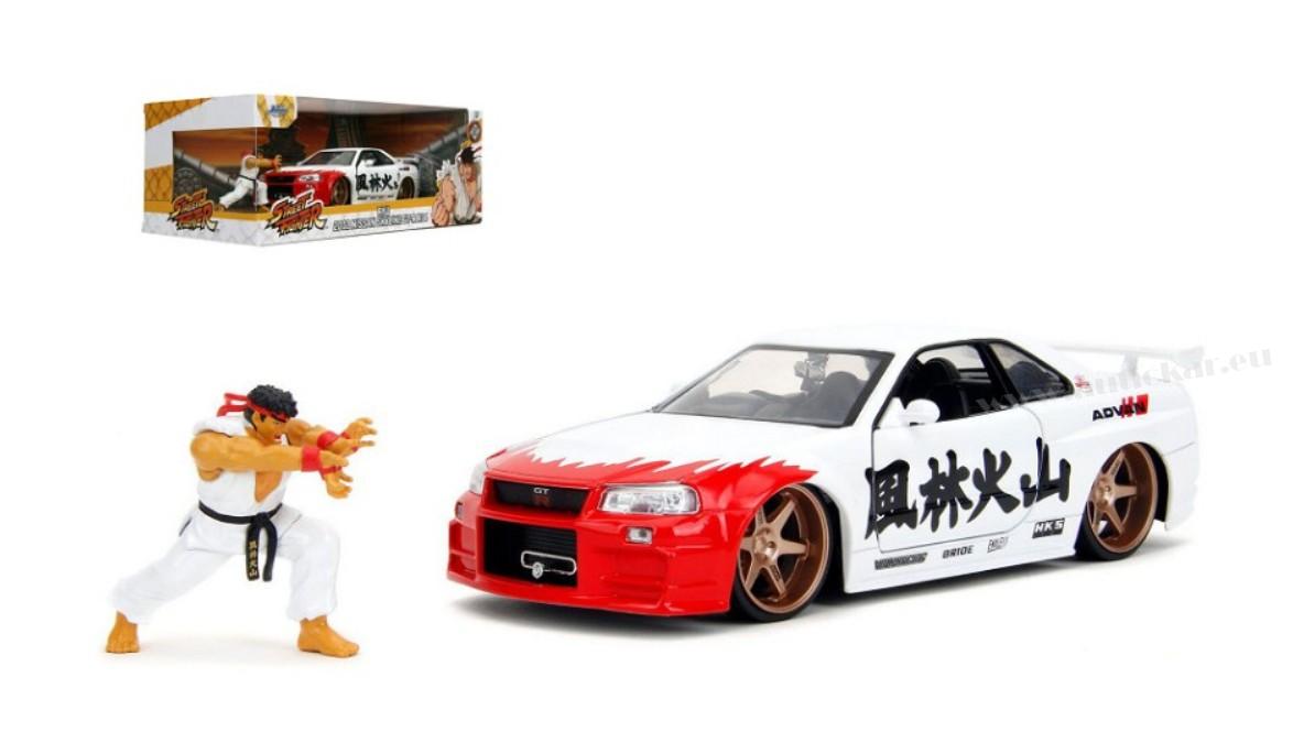 RYU NISSAN SKYLINE GTR R34 "STREET FIGHTER" WHITE/RED/BLACK 1:24