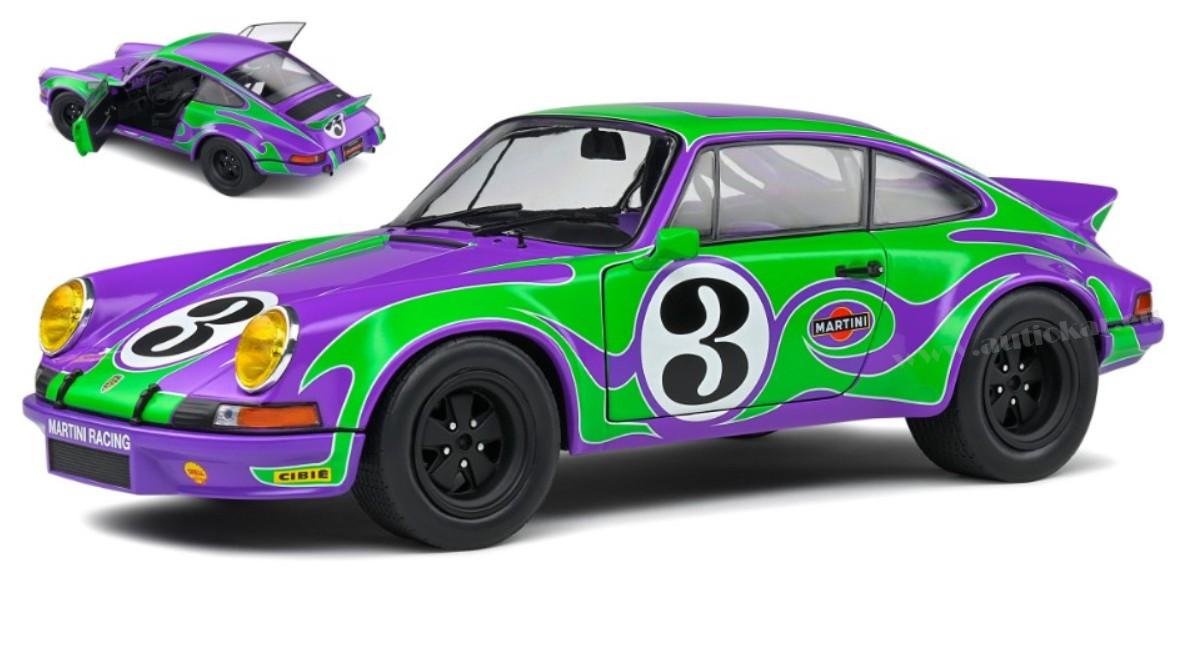 PORSCHE 911 RSR N.3 HIPPY TRIBUTE 1973 PURPLE/GREEN 1:18