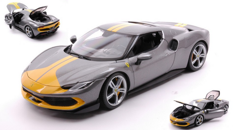 FERRARI 296 GTB SILVER/YELLOW 1:18